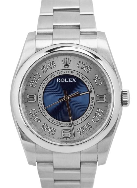 rolex oyster perpetual silver and blue concentric|rolex oyster perpetual 41mm silver.